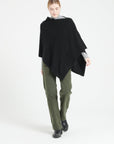 LILLY 9 V-neck poncho in black cashmere