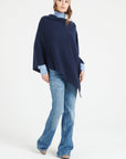 LILLY 9 V-neck cashmere poncho navy blue