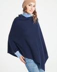 LILLY 9 V-neck cashmere poncho navy blue