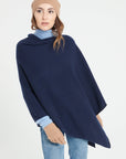 LILLY 9 V-neck cashmere poncho navy blue