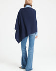 LILLY 9 V-neck cashmere poncho navy blue