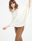 LILLY 9 V-neck cashmere poncho ecru white