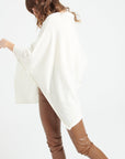 LILLY 9 V-neck cashmere poncho ecru white