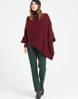 LILLY 9 V-neck cashmere poncho in burgundy red