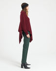 LILLY 9 V-neck cashmere poncho in burgundy red