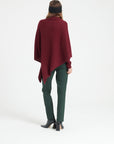 LILLY 9 V-neck cashmere poncho in burgundy red