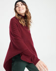 LILLY 9 V-neck cashmere poncho in burgundy red