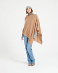 LILLY 9 Poncho col V in camel cashmere