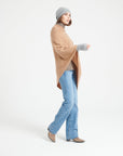 LILLY 9 Poncho col V in camel cashmere