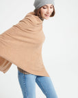 LILLY 9 Poncho col V in camel cashmere