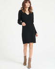 LILLY 10 V-neck cashmere dress black