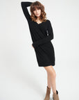 LILLY 10 V-neck cashmere dress black