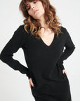 LILLY 10 V-neck cashmere dress black