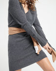 LILLY 10 V-neck cashmere dress anthracite grey