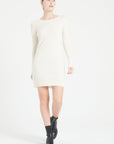 LILLY 12 Round-neck dress in off-white cashmere