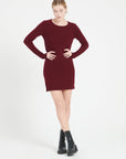 LILLY 12 Round-neck cashmere dress in burgundy red