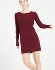 LILLY 12 Round-neck cashmere dress in burgundy red