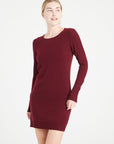 LILLY 12 Round-neck cashmere dress in burgundy red