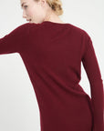 LILLY 12 Round-neck cashmere dress in burgundy red