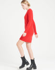 LILLY 12 Red cashmere round-neck dress