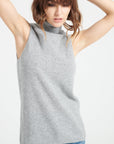 LILLY 13 Sleeveless cashmere turtleneck sweater light grey