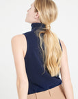 LILLY 13 Sleeveless cashmere turtleneck sweater navy blue