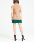 LILLY 13 Camel cashmere sleeveless turtleneck sweater