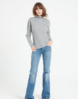 LILLY 15 Cashmere turtleneck sweater in traditional light grey ribbing