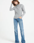 LILLY 15 Cashmere turtleneck sweater in traditional light grey ribbing