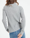 LILLY 15 Cashmere turtleneck sweater in traditional light grey ribbing