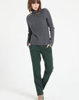 LILLY 15 Cashmere turtleneck sweater in traditional charcoal grey ribbing