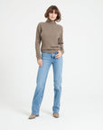 LILLY 15 Cashmere turtleneck sweater in traditional taupe ribbing