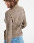 LILLY 15 Cashmere turtleneck sweater in traditional taupe ribbing