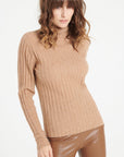 LILLY 15 Cashmere turtleneck sweater in traditional camel ribbing