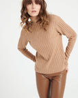 LILLY 15 Cashmere turtleneck sweater in traditional camel ribbing