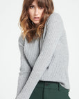 LILLY 16 Round-neck cashmere ribbed sweater light grey