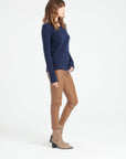 LILLY 18 4-thread cashmere boat-neck sweater navy blue