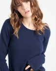 LILLY 18 4-thread cashmere boat-neck sweater navy blue