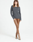 LILLY 18 4-thread cashmere boat-neck sweater charcoal grey