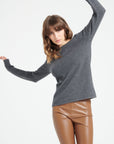 LILLY 18 4-thread cashmere boat-neck sweater charcoal grey