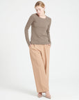 LILLY 18 4-thread cashmere boat-neck sweater in taupe