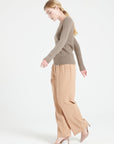 LILLY 18 4-thread cashmere boat-neck sweater in taupe