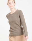 LILLY 18 4-thread cashmere boat-neck sweater in taupe