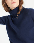 LILLY 19 4-thread cashmere turtleneck sweater navy blue