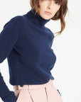 LILLY 19 4-thread cashmere turtleneck sweater navy blue