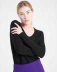 LILLY 20 4-thread cashmere V-neck sweater black