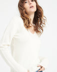 LILLY 20 4-thread cashmere V-neck sweater ecru white