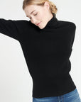 LILLY 21 Cashmere rib knit turtleneck sweater black