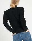 LILLY 21 Cashmere rib knit turtleneck sweater black