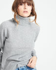 LILLY 22 Cashmere turtleneck sweater with raglan sleeves, light grey